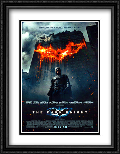 The Dark Knight 28x36 Black Ornate Wood Framed Movie Poster with Double Matting