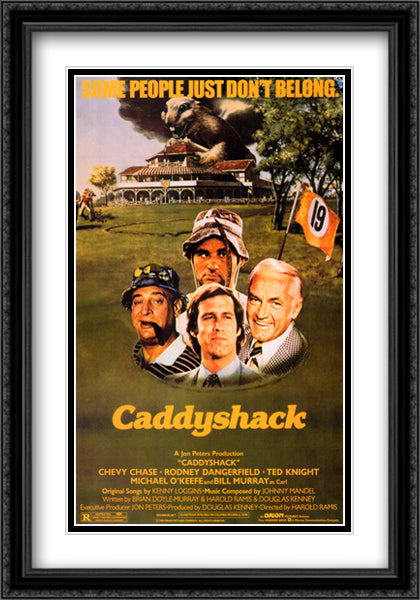 Caddyshack 28x40 Black Ornate Wood Framed Movie Poster with Double Matting