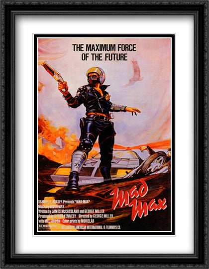 Mad Max 28x36 Black Ornate Wood Framed Movie Poster with Double Matting