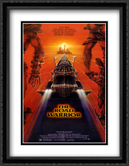 Mad Max 2: The Road Warrior 28x36 Black Ornate Wood Framed Movie Poster with Double Matting