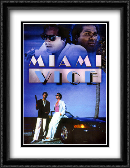 Miami Vice 28x36 Black Ornate Wood Framed Movie Poster with Double Matting