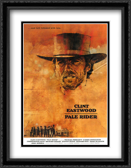Pale Rider 28x36 Black Ornate Wood Framed Movie Poster with Double Matting