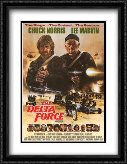 Delta Force 28x36 Black Ornate Wood Framed Movie Poster with Double Matting