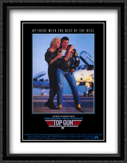 Top Gun 28x36 Black Ornate Wood Framed Movie Poster with Double Matting