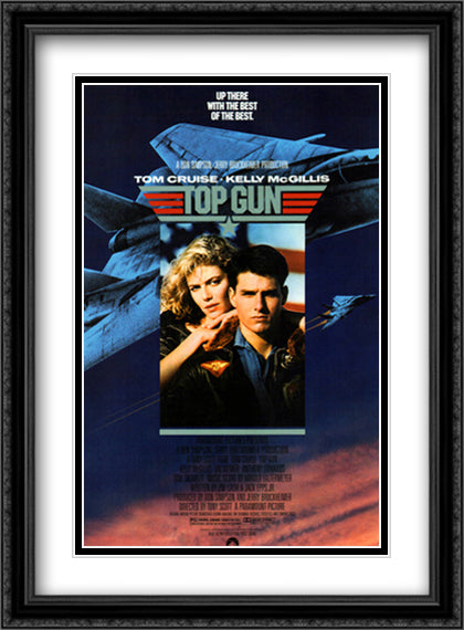 Top Gun 28x38 Black Ornate Wood Framed Movie Poster with Double Matting