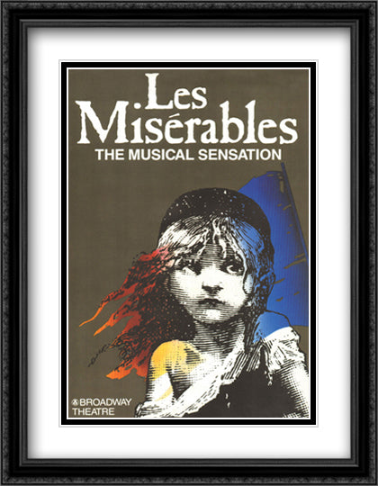 Les Miserables - Broadway 28x36 Black Ornate Wood Framed Movie Poster with Double Matting