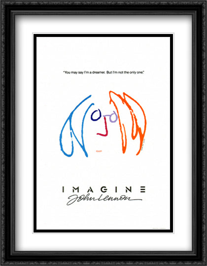 Imagine John Lennon 28x36 Black Ornate Wood Framed Movie Poster with Double Matting