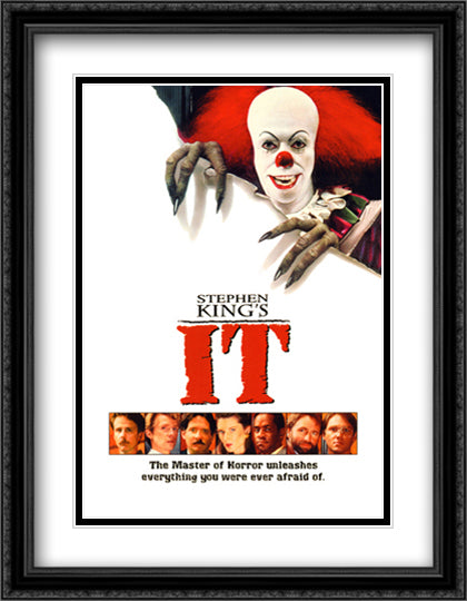 It 28x36 Black Ornate Wood Framed Movie Poster with Double Matting