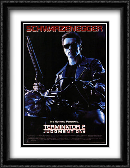 Terminator 2: Judgement Day 28x36 Black Ornate Wood Framed Movie Poster with Double Matting