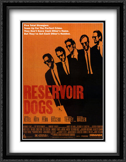 Reservoir Dogs 28x36 Black Ornate Wood Framed Movie Poster with Double Matting