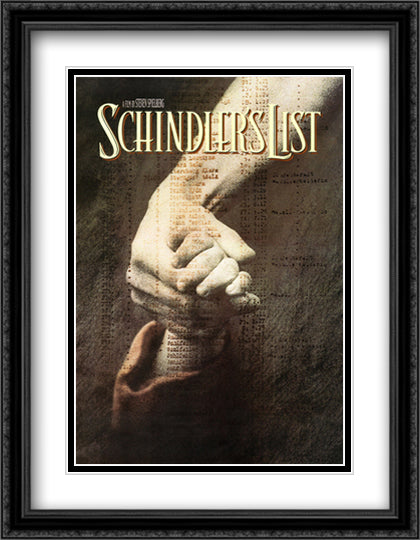 Schindler's List 28x36 Black Ornate Wood Framed Movie Poster with Double Matting