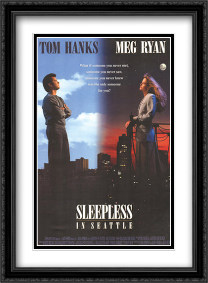 Sleepless in Seattle 28x38 Black Ornate Wood Framed Movie Poster with Double Matting