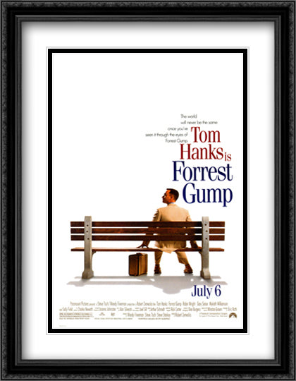 Forrest Gump 28x36 Black Ornate Wood Framed Movie Poster with Double Matting
