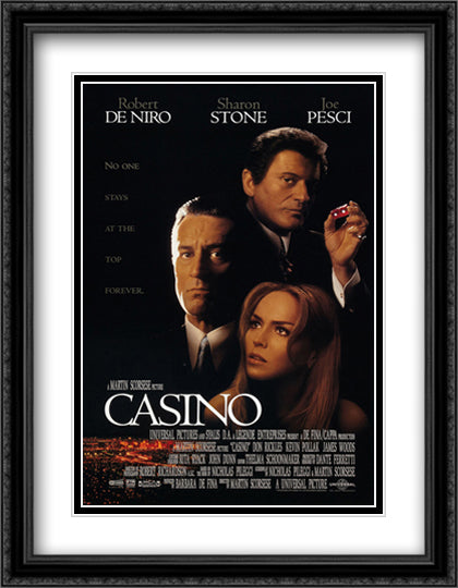 Casino 28x36 Black Ornate Wood Framed Movie Poster with Double Matting