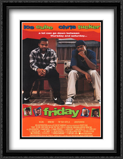 Friday 28x36 Black Ornate Wood Framed Movie Poster with Double Matting