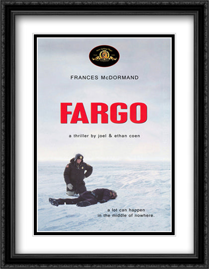 Fargo 28x36 Black Ornate Wood Framed Movie Poster with Double Matting