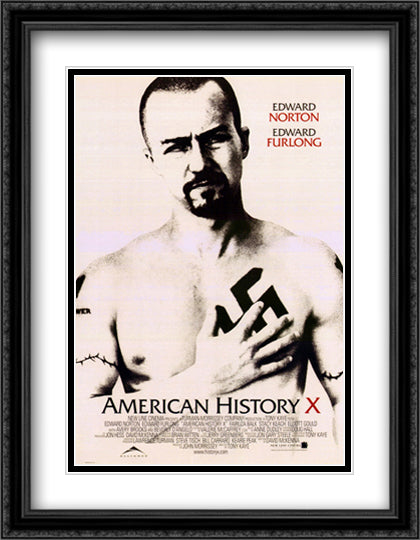 American History X 28x36 Black Ornate Wood Framed Movie Poster with Double Matting