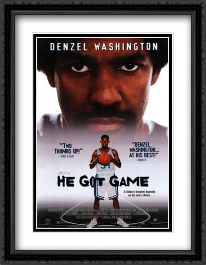 He Got Game 28x36 Black Ornate Wood Framed Movie Poster with Double Matting