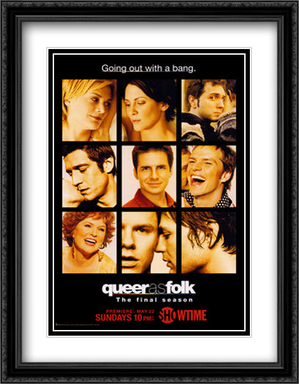 Queer As Folk 28x36 Black Ornate Wood Framed Movie Poster with Double Matting