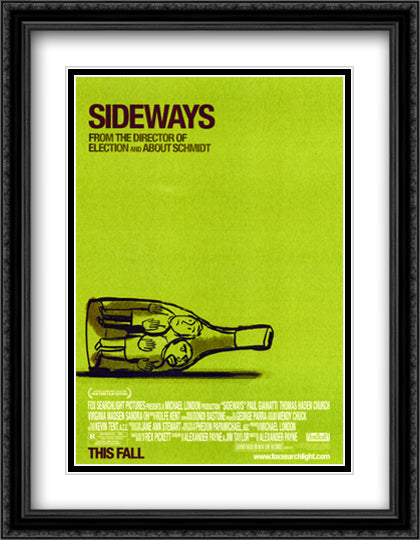 Sideways 28x36 Black Ornate Wood Framed Movie Poster with Double Matting