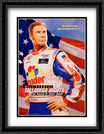 Talladega Nights: Ricky Bobby 28x36 Black Ornate Wood Framed Movie Poster with Double Matting