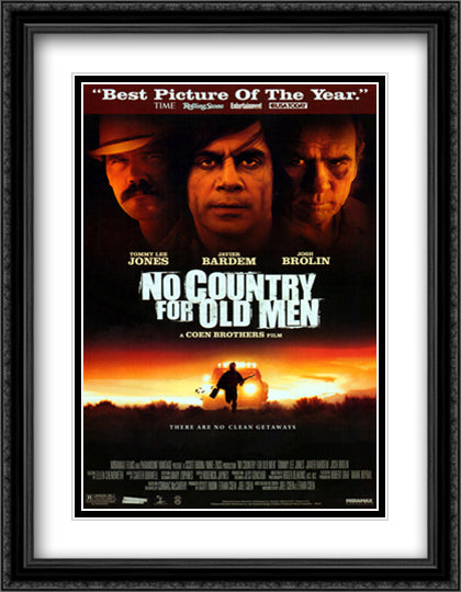 No Country For Old Men 28x36 Black Ornate Wood Framed Movie Poster with Double Matting
