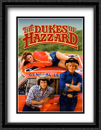 The Dukes of Hazzard 28x36 Black Ornate Wood Framed Movie Poster with Double Matting