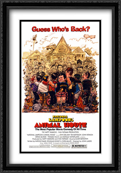 Animal House 28x40 Black Ornate Wood Framed Movie Poster with Double Matting