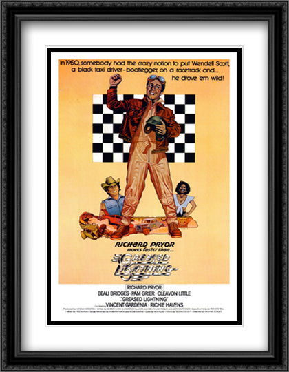 Greased Lightning 28x36 Black Ornate Wood Framed Movie Poster with Double Matting