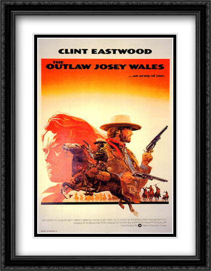 Outlaw Josey Wales 28x36 Black Ornate Wood Framed Movie Poster with Double Matting