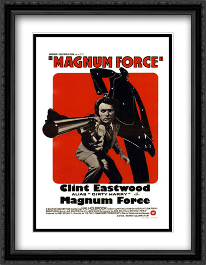 Magnum Force (Dirty Harry) 28x36 Black Ornate Wood Framed Movie Poster with Double Matting
