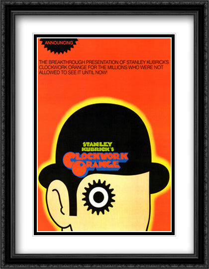 A Clockwork Orange 28x36 Black Ornate Wood Framed Movie Poster with Double Matting