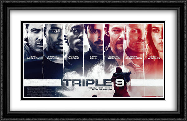 Triple 9 40x26 Black Ornate Wood Framed Movie Poster with Double Matting