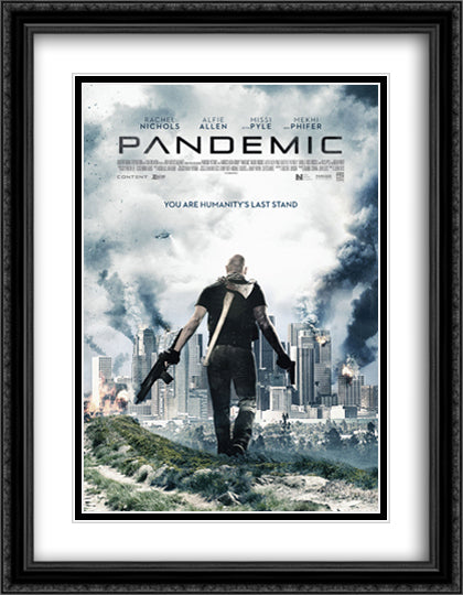 Pandemic 28x36 Black Ornate Wood Framed Movie Poster with Double Matting