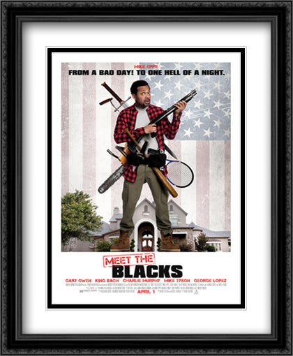 Meet the Blacks 28x34 Black Ornate Wood Framed Movie Poster with Double Matting