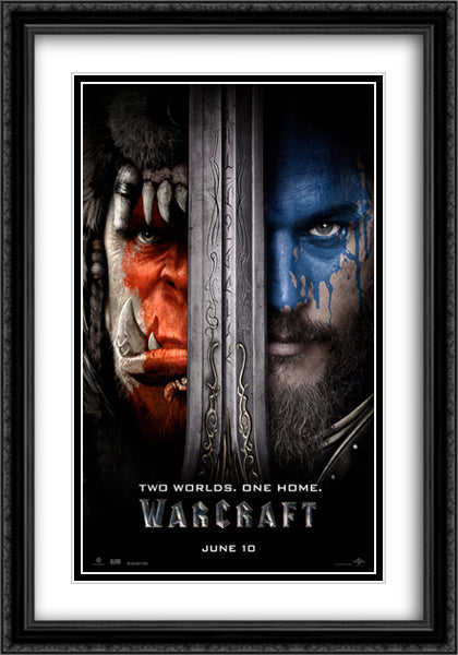 Warcraft 28x40 Black Ornate Wood Framed Movie Poster with Double Matting