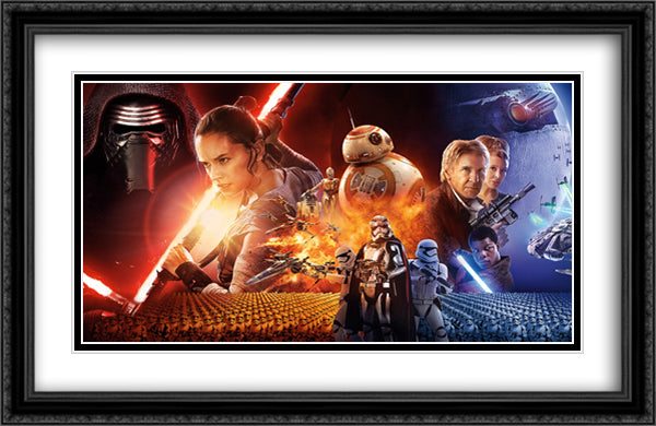 Star Wars The Force Awakens 40x26 Black Ornate Wood Framed Movie Poster with Double Matting