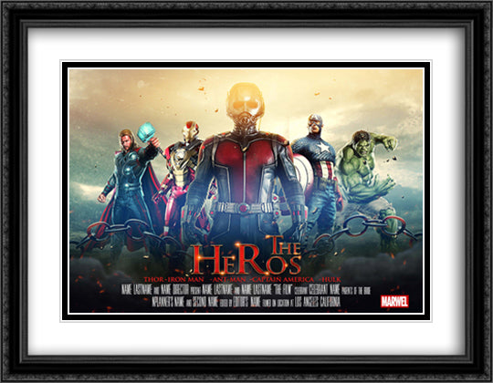 The Heros 36x28 Black Ornate Wood Framed Movie Poster with Double Matting