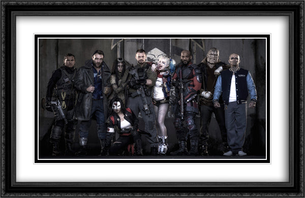 Suicide Squad 40x26 Black Ornate Wood Framed Movie Poster with Double Matting