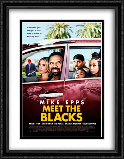 Meet the Blacks 28x36 Black Ornate Wood Framed Movie Poster with Double Matting
