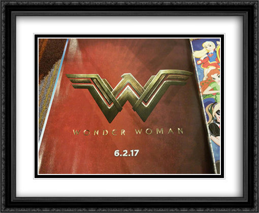 Wonder Woman 34x28 Black Ornate Wood Framed Movie Poster with Double Matting