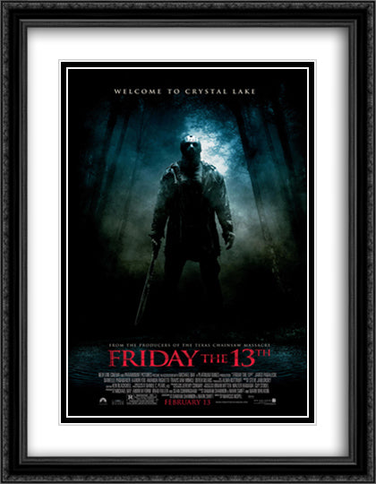Friday the 13th 28x36 Black Ornate Wood Framed Movie Poster with Double Matting