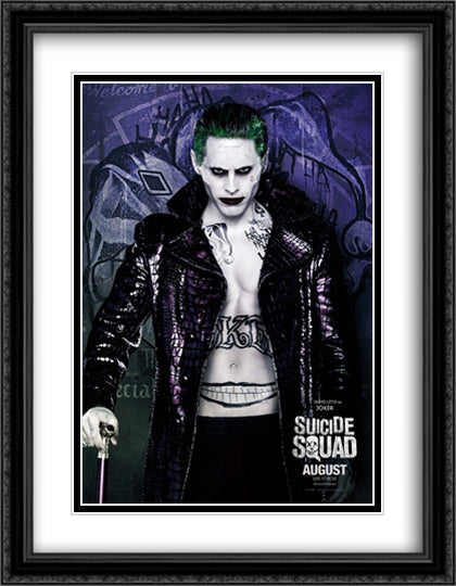 Suicide Squad Joker 28x36 Black Ornate Wood Framed Movie Poster with Double Matting