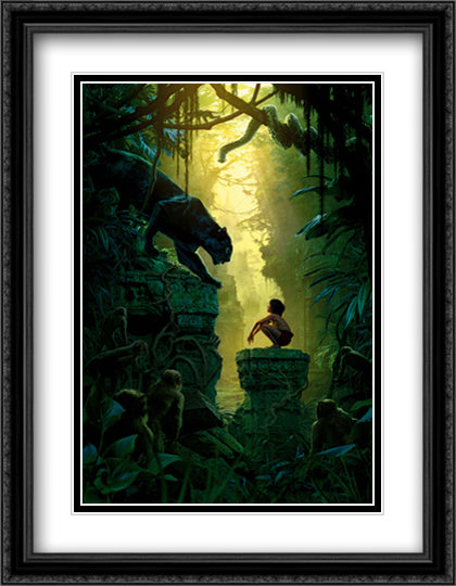 The Jungle Book 28x36 Black Ornate Wood Framed Movie Poster with Double Matting