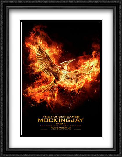The Hunger Games Mockingjay 2 28x36 Black Ornate Wood Framed Movie Poster with Double Matting