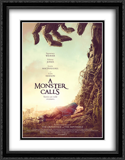 A Monster Calls 28x36 Black Ornate Wood Framed Movie Poster with Double Matting
