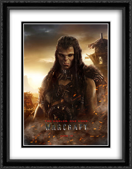 Warcraft 28x36 Black Ornate Wood Framed Movie Poster with Double Matting
