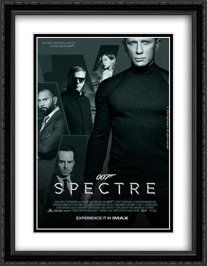 007 Spectre 28x36 Black Ornate Wood Framed Movie Poster with Double Matting