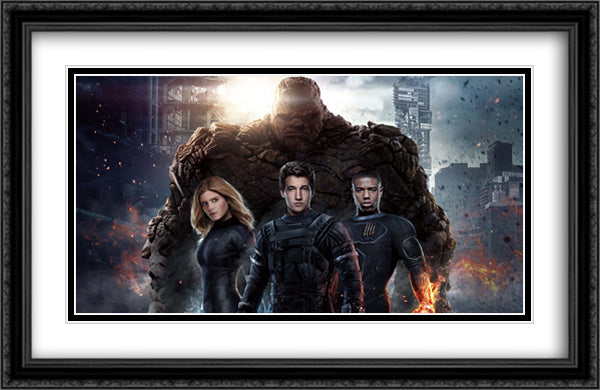 Fantastic Four 40x26 Black Ornate Wood Framed Movie Poster with Double Matting