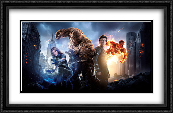 Fantastic Four 40x26 Black Ornate Wood Framed Movie Poster with Double Matting